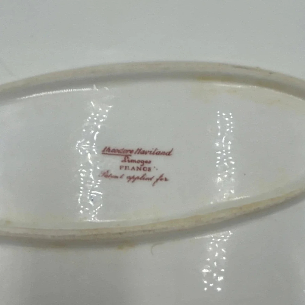 Haviland Limoges France H484 Floral Oval Porcelain Platter White Pink Gold